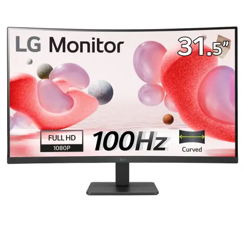 LG Electronics Curved Wide screen Monitor 32MR50C-B, 32 Inch, Full HD 1080p, 100Hz, 5ms GtG, VA Panel, AMD FreeSync, Smart Energy Saving, Anti-Glare, HDMI, Matte Black