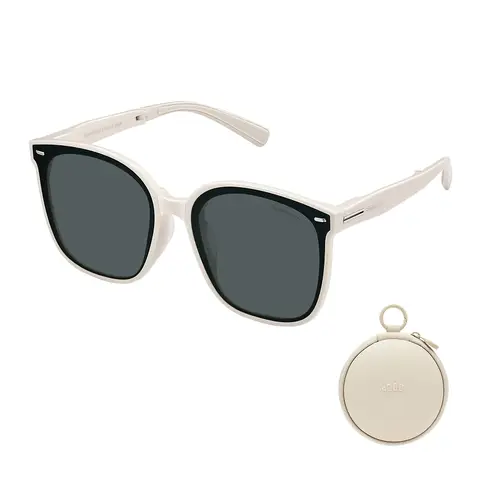 Beneunder FD421, Oversized Foldable Sunglasses, UV400 & Anti-Glare Lenses, Lightweight Blush Frame for Driving/Travel, White