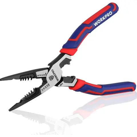 WORKPRO 7in1 Spitzzange Drahtabisolierer Schneider Crimpzange Schraubenschlüssel 200mm