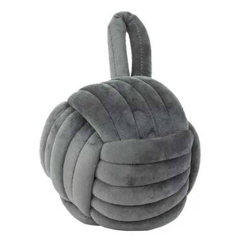 Furn Door Stop Knot Velvet Charcoal