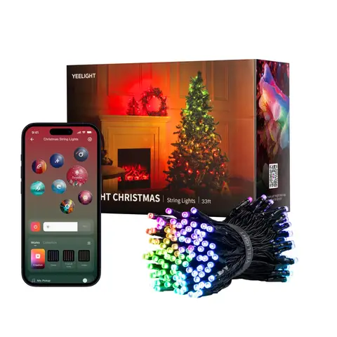 Yeelight Smart Holiday String Lights -12V-200L-10m-BLE – RGB Ambient & Mood Decorative Lights with App Control & Music Sync for Home, Party & Seasonal Decoration