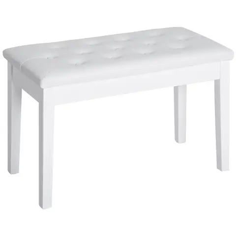 HOMCOM Faux Leather Piano Stool Makeup Stool Bench Dressing Table Seat with Storage 76x36x50cm White