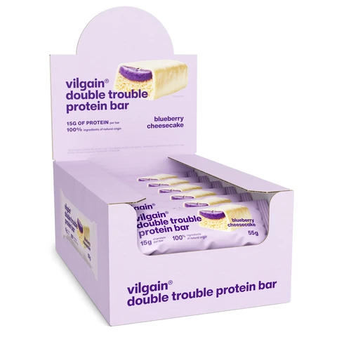 Vilgain Double Trouble Protein Bar Blueberry Cheesecake - 12 x 55g