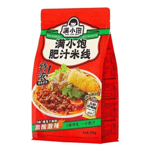 Man Xiao Bao Instant Rice Noodle - Hot & Sour Flavour 310g 满小饱肥汁米线袋装 310g