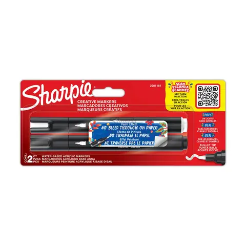 Sharpie Creative Acrylic Paint Markers Black & White, Pack of 2