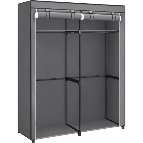 SONGMICS Porte-Vêtements 2 Baleines Rangement Tissu Pliable Chambre/Dressing Grise 43x140x174cm