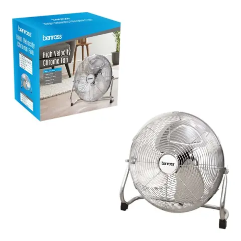 14" High Velocity Chrome Fan, Heavy Duty Material with 120° Tilt Adjustment - 42630