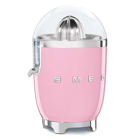 Smeg, Elektrische Zitruspresse CJF11PKEU Tropffreier Auslauf und Universalkegel, Rutschfeste Füße, Edelstahlfilter und Presskegel, 70W, Rosa