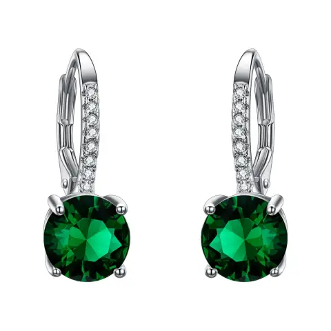 Ever Faith Women's 925 Sterling Silver Full Zircon Fashion Round Drop Leverback Dangle Earrings