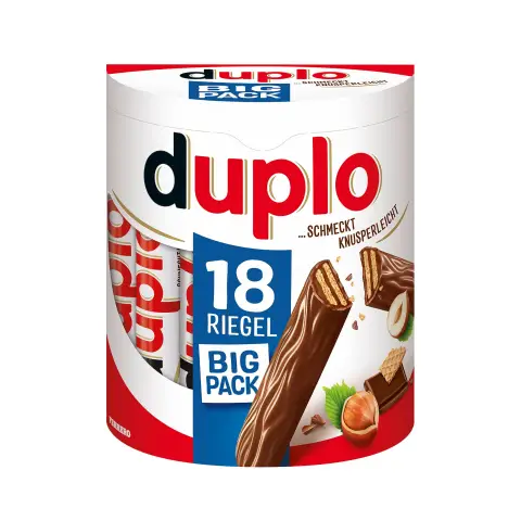 Kinder Duplo Klassische Schokoladenriegel Großpackung (18 Stk.) 327,6g