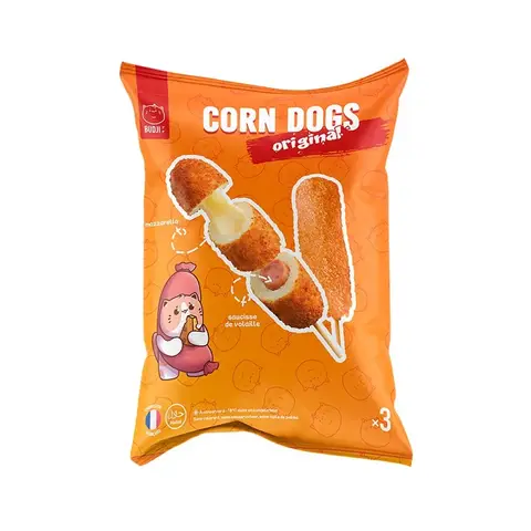 BUDJI Brochettes de corn dog saucisse mozzarella - 3 pièces / 285 g