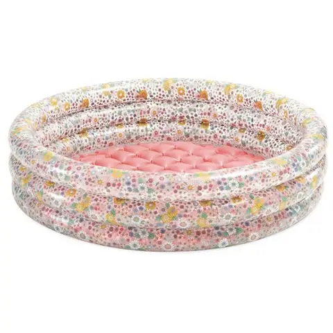INTEX Babypool Sweet Blossom, 86x25 cm, Babypool mit bequem gepolstertem Boden, 3-Ring-Babypool, Pool mit floralen Muster