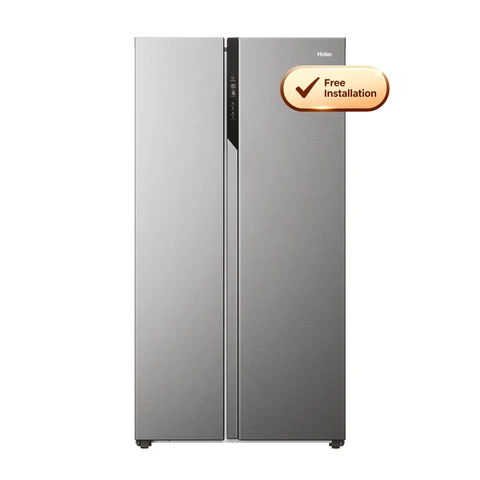 Haier HSR5918DNMP SBS 90 Series 3 American Style Fridge Freezer - Platinum Inox - D Rated