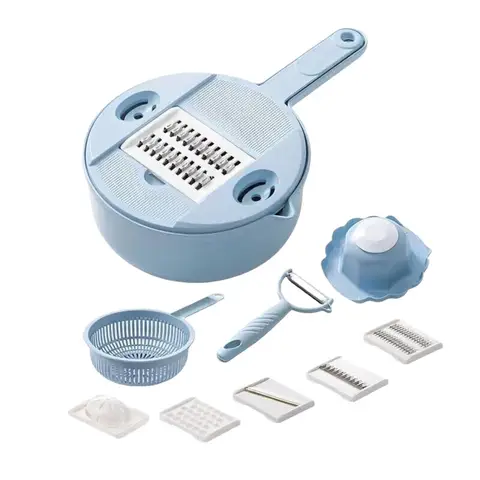  3-in-1 Vegetable Slicer Mandoline Adjustable Thickness Kitchen Gadget Blue                