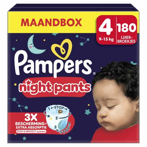 Pampers Baby-Dry Nachtbroekjes Maat 4 – 180 Luierbroekjes (Voordeelverpakking)