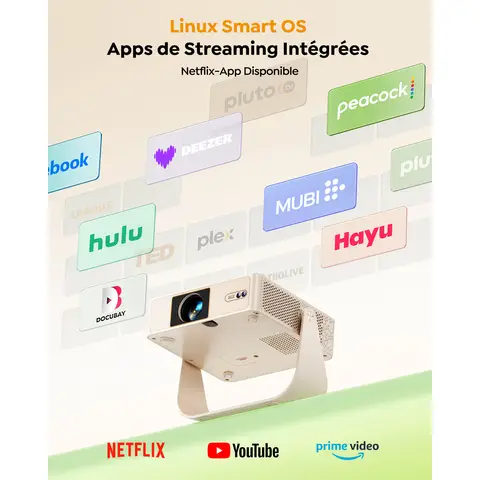 【Nouvel Arrivage | Vente Exclusive】YABER L1 Pro Natif 1080P, 180 Lumens ANSI, Projecteur Portable à Rotation de 330° avec Support Flexible, Système Linux avec Netflix/Prime Video sous Licence