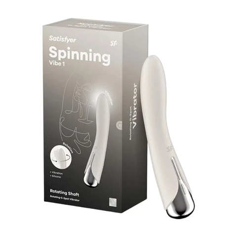 Satisfyer Spinning Vibe 1 G-Punkt-Vibrator, 12 Vibrations- und 5 Rotationsprogramme, Sexspielzeug für Frauen, erotisches Sexspielzeug mit rotierendem Kopf, wasserdicht (IPX7), creme