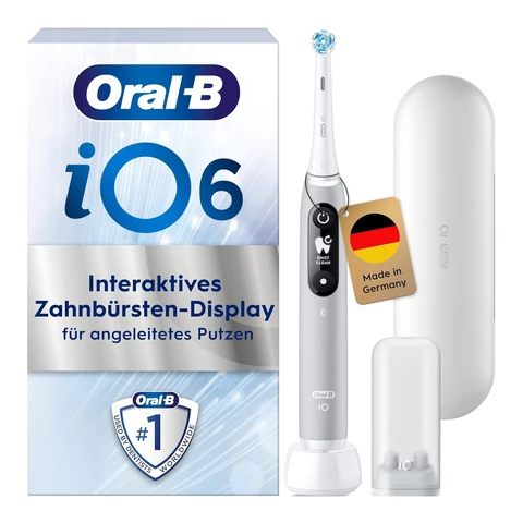 ORAL-B iO6 - Elektrische Zahnbürste - Grau Opal Smart Display 3D Reinigung Reiseetui