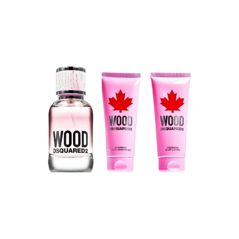 Dsquared2 Wood Pour Femme Geschenkset (50 ml + 100 ml Dusche-Gel + 100 ml Body-Lotion)