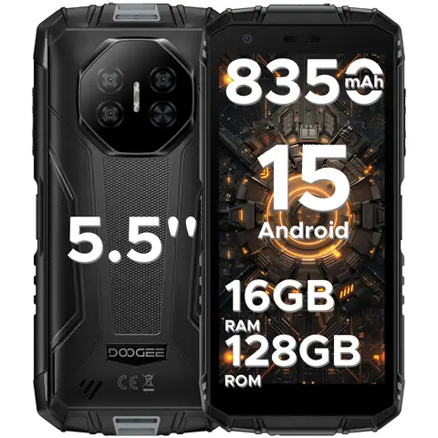 DOOGEE Fire 3 Pro Android 15 AI Rugged Smartphone, 16GB+128GB/2TB Octa-Core Rugged Phone, 8350mAh/18W, 5.5" HD+ IPS, 4G Dual Sim Mobile Phones, 16MP/Widevine L1/3.5mm Jack/Face ID/OTG/NFC,