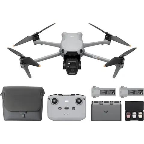 DJI Air 3S Fly More Combo (RC-N3), Drone with 1" CMOS Wide-Angle & Medium Tele Camera, 4K/60fps HDR Video, Nightscape Omnidirectional Obstacle Sensing & 3 Batteries for Extended Flight Time