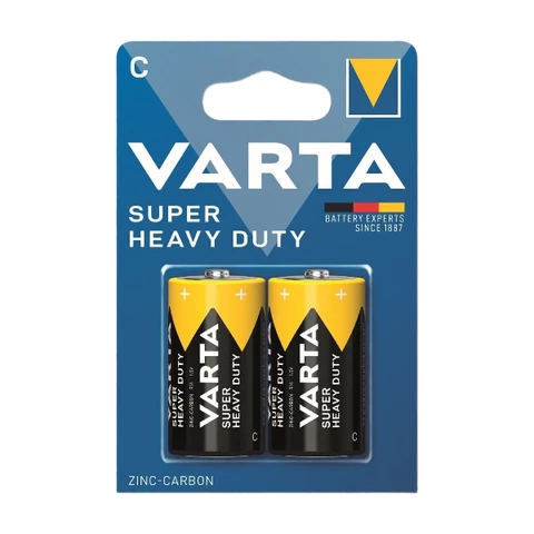 VARTA Batterie Zink-Kohle, Baby, C, R14, 1,5V Superlife, Retail-Blister (2er-Pack)
