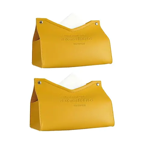 JORDAN&JUDY 2-Pack Yellow V-Shape Tissue Box Holder, Modern Color, Lightweight