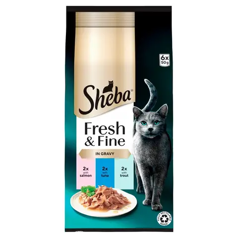 Sheba Fresh & Fine in Gravy Salmon & Tuna&Trout 6 x 50g