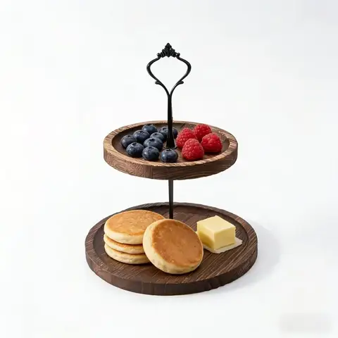 YumiPLUS Cupcake-Ständer aus Holz mit 2 Ebenen, 1 Set