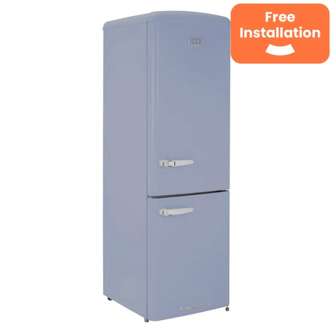 CDA Florence Sea Holly Retro 199cm Tall 60cm Wide 60/40 Frost Free Fridge Freezerl Sea Holly, D Rated