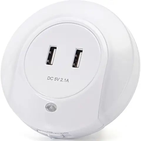 Aigostar LED NACHTLAMP MET DUBBELE USB-OPLADER 0.4W Warm Licht