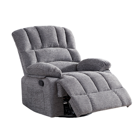 HONEYOU Swivel Recliner Chair, OKIN Frame Recliner, Oversized 360° Rocker Chairs, Rocking Recliner Chair, Overstuffed Manual Glider Recliner, Single Sofa for Living Room, Bedroom，Gray