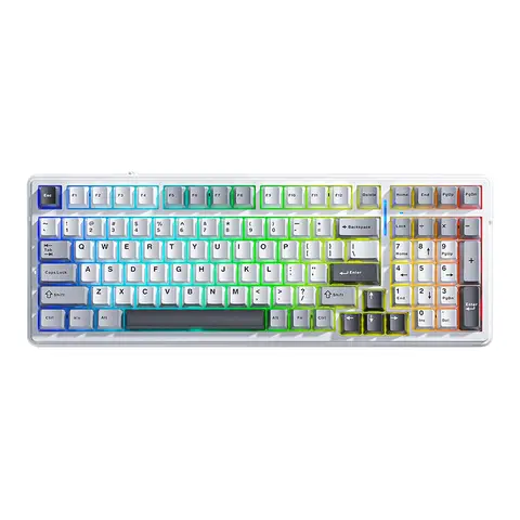 AULA F99 Mechanical Wireless Keyboard, QWERTY US layout, Tri-Mode(Wired/Bluetooth/2.4G) - Light Gray/Reaper Switch