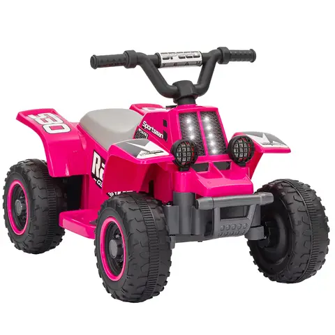 AIYAPLAY 6V Electric Car for Kids, Battery Powered Kids ATV, Quad Bike with Forward Backward, LED Headlights Pink