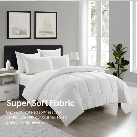 Meeallhome  Box Stitched Bed Comforter  135*200cm White