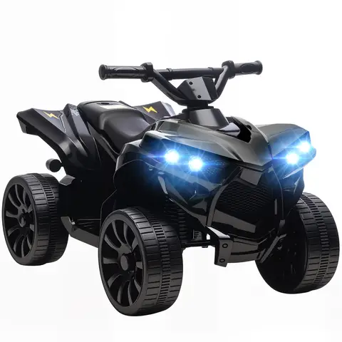 AIYAPLAY 6V Electric Ride on Car, Kids ATV 4 Wheeler with Music and LED Headlights, Indoor Outdoor Toy Car Black