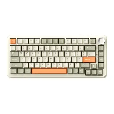 AJAZZ AK820 MAX 75% draadloos mechanisch gamingtoetsenbord, tri-mode connectiviteit, Flying Fish switches, volumeknop, RGB-achtergrondverlichting, 8000 mAh batterij, US lay-out QWERTY, hot-swappable mechanisch toetsenbord