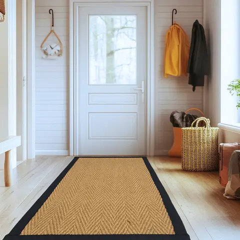 Likewise Runner Herringbone Coir Border Natural/Black 66x122cm
