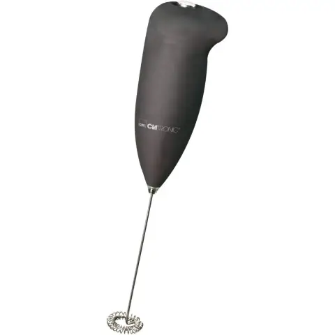 Clatronic Elektrischer Milchaufschäumer, Edelstahl, Schwarz, 3 x 4 x 20 cm