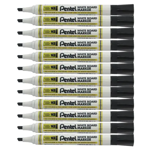 Pentel Whiteboard Marker Chisel Tip Black Pack of 12