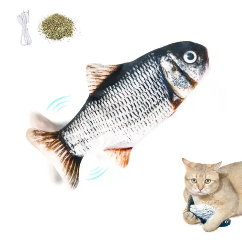 Petgravity Mini Interactive Cat Toy, Dancing Fish Design (Grass Carp), 1 Piece, With Catnip