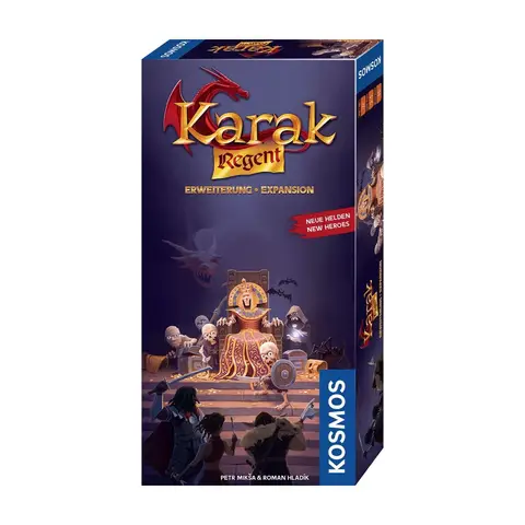 KARAK Regent, Eine Erweiterung mit neuen Helden, Kampfarenen & Herrscher-Modus für 2-5 Spieler ab 7 Jahren, benötigt das KARAK Grundspiel