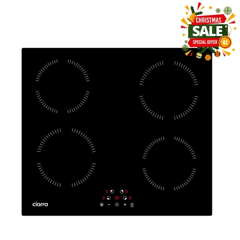 CIARRA Built-in Induction Hob with 4 Powerful Cooking Zones, 9 Power Levels, Slider Touch Control, Timer, Child Lock