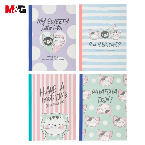 M&G So Many Cats Notebooks, 4 Pack A5 Notebooks, 40 Sheets / 80 Pages Lined Paper, Wireless Bound Journal Notebooks for School, Work, and Office