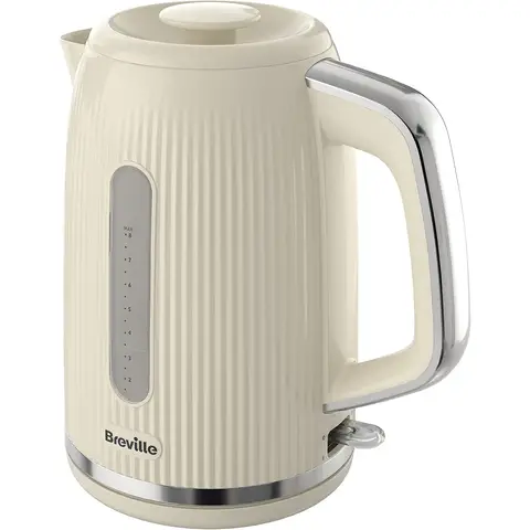 Breville Bold Electric Kettle, 1.7L, 3kW Fast Boil, Textured, Cream & Silver Chrome - VKT223