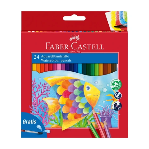 Faber-Castell Classic Colour Watercolour Pencils, Assorted Colours, Wallet of 24