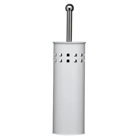 Maison by Premier White Square Design Toilet Brush,  Stainless Steel Lavatory Brush With Grip Handle, Loo Brush With Round Lid