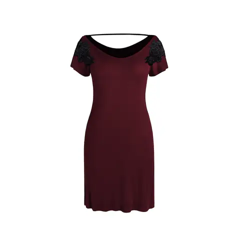 IZURIA round-neck wine red short sleeved nightgown  L