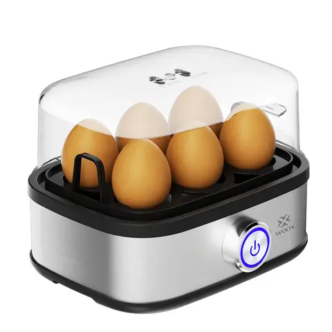 Woox Rapid Egg Cooker Electric 6 Eggs Capacity, Soft, Medium, Hard Boiled, Poacher, Omelet Maker Egg Poacher With Auto Shut-Off, BPA Free（MX0196）
