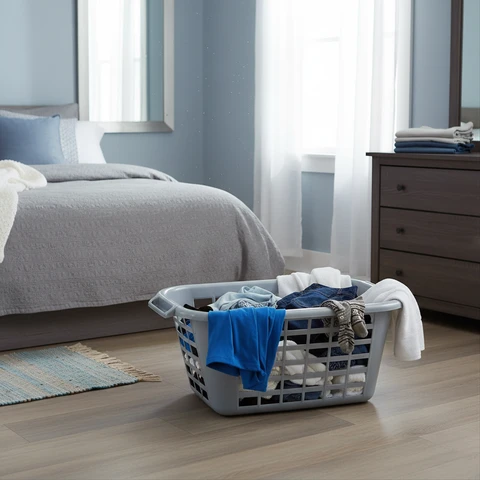 Addis 40L Rectangular Laundry Basket - Metallic Silver